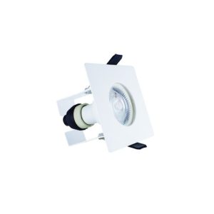 INTEGRAL EVOFIRE FIRE RATED DOWNLIGHT 70MM CUTOUT IP65 WHITE SQUARE +GU10 HOLDER & INSULATION GUARD