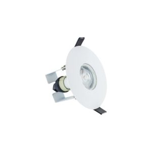 INTEGRAL EVOFIRE FIRE RATED DOWNLIGHT 70-100MM CUTOUT IP65 WHITE ROUND +GU10 HOLDER & INSULATION GUARD