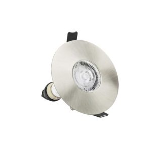 INTEGRAL EVOFIRE FIRE RATED DOWNLIGHT 70-100MM CUTOUT IP65 SATIN NICKEL ROUND +GU10 HOLDER
