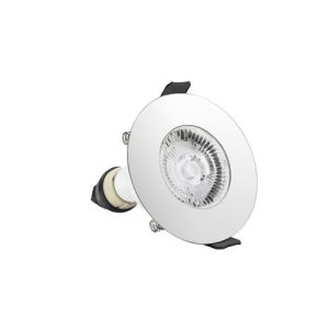 INTEGRAL EVOFIRE FIRE RATED DOWNLIGHT 70MM CUTOUT IP65 POLISHED CHROME ROUND +GU10 HOLDER