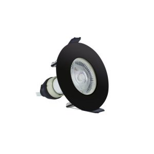 INTEGRAL EVOFIRE FIRE RATED DOWNLIGHT 70MM CUTOUT IP65 BLACK ROUND +GU10 HOLDER