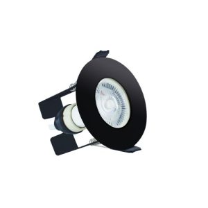 INTEGRAL EVOFIRE FIRE RATED DOWNLIGHT 70MM CUTOUT IP65 BLACK ROUND +GU10 HOLDER & INSULATION GUARD
