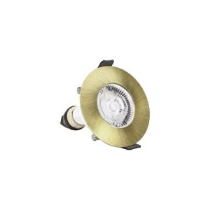 INTEGRAL EVOFIRE FIRE RATED DOWNLIGHT 70MM CUTOUT IP65 ANTIQUE BRASS ROUND +GU10 HOLDER