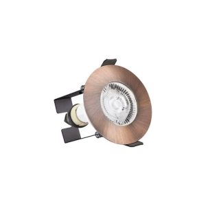 INTEGRAL EVOFIRE FIRE RATED DOWNLIGHT 70MM CUTOUT IP65 COPPER ROUND +GU10 HOLDER & INSULATION GUARD