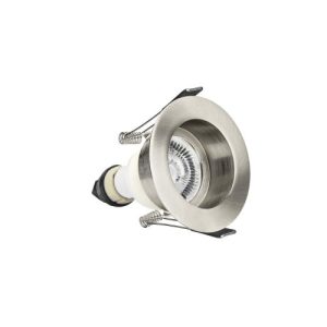 INTEGRAL EVOFIRE FIRE RATED DOWNLIGHT 70MM CUTOUT IP65 SATIN NICKEL RECESSED +GU10 HOLDER