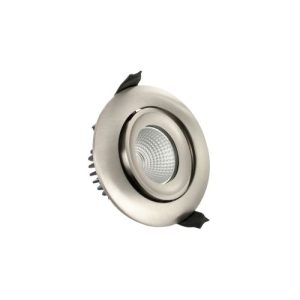 INTEGRAL LUXFIRE FIRE RATED TILTABLE DOWNLIGHT 92MM CUTOUT IP65 430LM 6W 3000K 36 BEAM DIMMABLE 72LM/W SATIN NICKEL