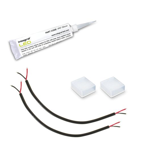 INTEGRAL IP67 KIT PIERCED END CAPS 2 SETS OF LIVE CABLES AND SILICON TUBE FOR IP67/IP65 10MM WIDTH STRIP