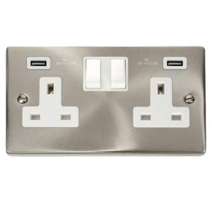 CLICK DECO VICTORIAN SATIN CHROME 2G SOCKET USB 4.2A DECO