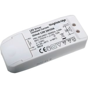 KNIGHTSBRIDGE IP20 350MA 12W LED DRIVER - CONSTANT CURRENT