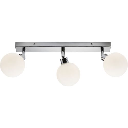 KNIGHTSBRIDGE 230V IP44 G9 TRIPLE BAR SPOTLIGHT WITH ROUND FROSTED GLASS - CHROME