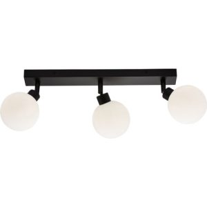 KNIGHTSBRIDGE 230V IP44 G9 TRIPLE BAR SPOTLIGHT WITH ROUND FROSTED GLASS - MATT BLACK