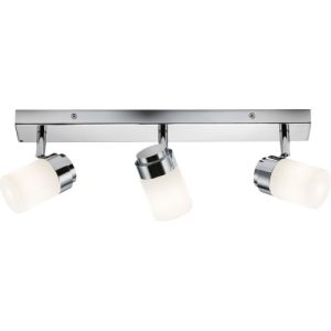 KNIGHTSBRIDGE 230V IP44 G9 TRIPLE BAR SPOTLIGHT WITH FROSTED GLASS - CHROME