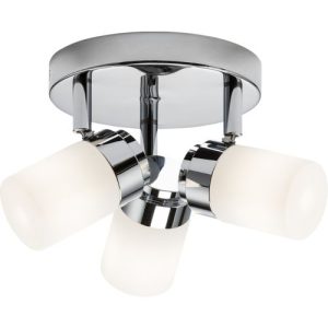 KNIGHTSBRIDGE 230V IP44 G9 TRIPLE SPOTLIGHT WITH FROSTED GLASS - CHROME