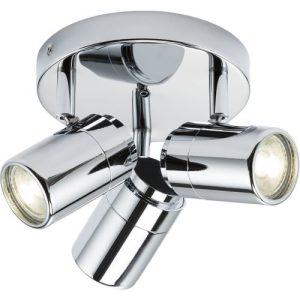 KNIGHTSBRIDGE 230V IP44 GU10 TRIPLE SPOTLIGHT - CHROME