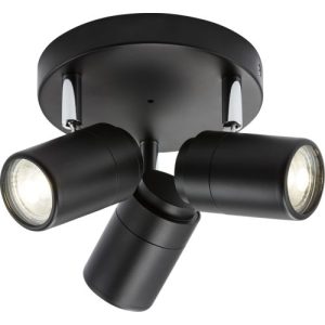 KNIGHTSBRIDGE 230V IP44 GU10 TRIPLE SPOTLIGHT - MATT BLACK