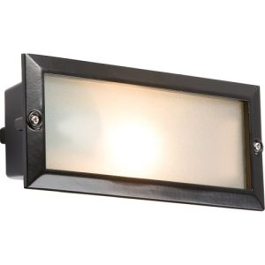 KNIGHTSBRIDGE IP44 E27 BRICKLIGHT WITH PLAIN AND LOUVRED BLACK COVER