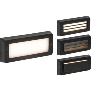 KNIGHTSBRIDGE 230V IP65 5W LED CCT ADJUSTABLE SURFACE MOUNT BRICK LIGHT - BLACK