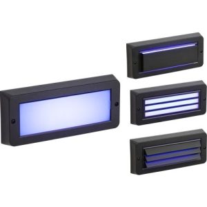 KNIGHTSBRIDGE 230V IP65 5W BLUE LED SURFACE MOUNT BRICK LIGHT - BLACK