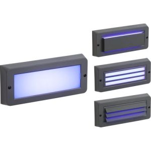KNIGHTSBRIDGE 230V IP65 5W BLUE LED SURFACE MOUNT BRICK LIGHT - GREY