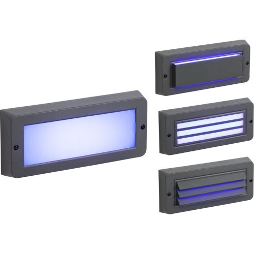 KNIGHTSBRIDGE 230V IP65 5W BLUE LED SURFACE MOUNT BRICK LIGHT - GREY