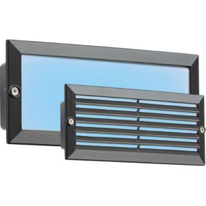KNIGHTSBRIDGE 230V IP54 5W BLUE LED RECESSED BRICK LIGHT - BLACK FASCIA