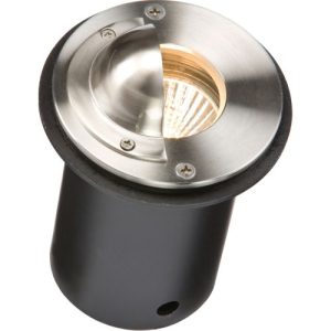 KNIGHTSBRIDGE IP65 230V ROUND STAINLESS STEEL WALKOVER GROUND LIGHT WITH HALF-LIP COVER
