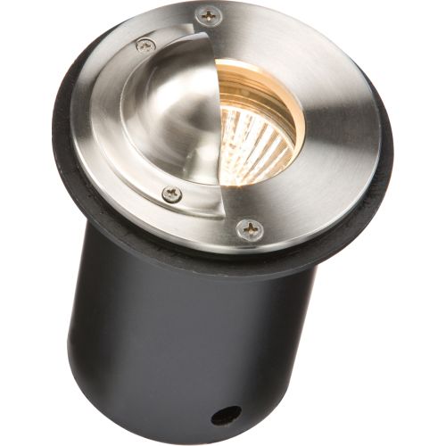 KNIGHTSBRIDGE IP65 230V ROUND STAINLESS STEEL WALKOVER GROUND LIGHT WITH HALF-LIP COVER