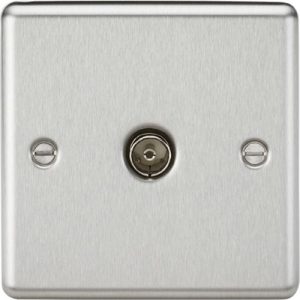 KNIGHTSBRIDGE TV OUTLET (NON-ISOLATED) - ROUNDED EDGE BRUSHED CHROME