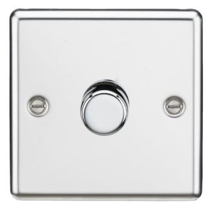 KNIGHTSBRIDGE 1G 2 WAY 10-200W (5-150W LED) TRAILING EDGE DIMMER - ROUNDED EDGE POLISHED CHROME