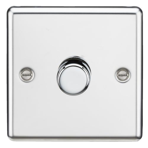 KNIGHTSBRIDGE 1G 2 WAY 10-200W (5-150W LED) TRAILING EDGE DIMMER - ROUNDED EDGE POLISHED CHROME