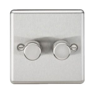 KNIGHTSBRIDGE 2G 2 WAY 10-200W (5-150W LED) TRAILING EDGE DIMMER - ROUNDED EDGE BRUSHED CHROME