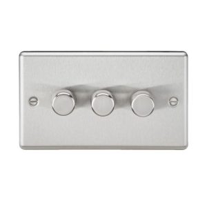 KNIGHTSBRIDGE 3G 2 WAY 10-200W (5-150W LED) TRAILING EDGE DIMMER - ROUNDED EDGE BRUSHED CHROME