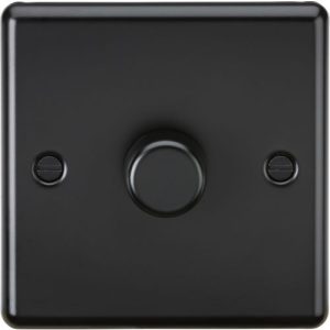 KNIGHTSBRIDGE MATT BLACK 1G 2W 10-200W (5-150W LED) ROUNDED EDGE DIMMER