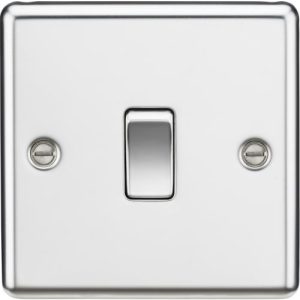 KNIGHTSBRIDGE 10AX 1G 2 WAY PLATE SWITCH - ROUNDED EDGE POLISHED CHROME