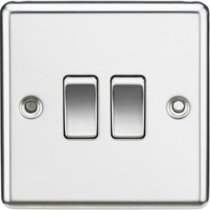 KNIGHTSBRIDGE 10AX 2G 2 WAY PLATE SWITCH - ROUNDED EDGE POLISHED CHROME