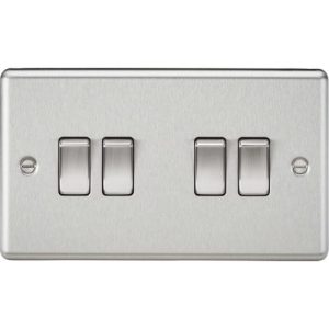 KNIGHTSBRIDGE 10AX 4G 2 WAY PLATE SWITCH - ROUNDED EDGE BRUSHED CHROME
