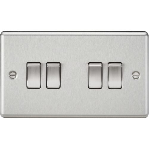 KNIGHTSBRIDGE 10AX 4G 2 WAY PLATE SWITCH - ROUNDED EDGE BRUSHED CHROME