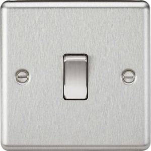 KNIGHTSBRIDGE 20A 1G DP SWITCH - ROUNDED EDGE BRUSHED CHROME