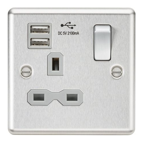 KNIGHTSBRIDGE B/CHROME 1G USB SOCKET GREY INS