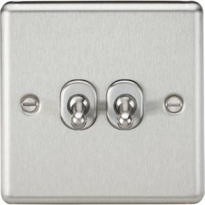 KNIGHTSBRIDGE 10AX 2G 2 WAY TOGGLE SWITCH - ROUNDED BRUSHED CHROME FINISH