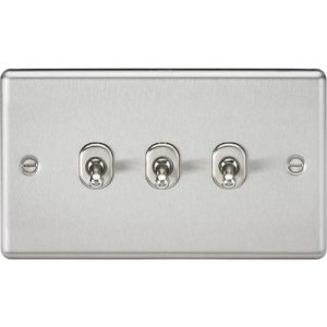 KNIGHTSBRIDGE 10AX 3G 2 WAY TOGGLE SWITCH - ROUNDED BRUSHED CHROME FINISH