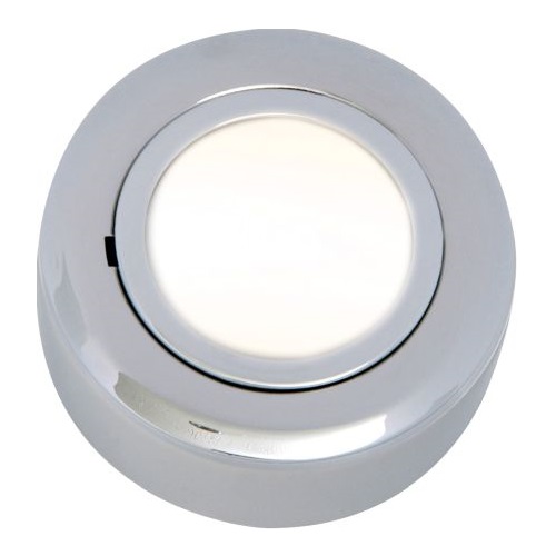 KNIGHTSBRIDGE IP20 12V L/V CHROME CABINET FITTING SURFACE OR RECESSED (HALOGEN LAMP INCLUDED)