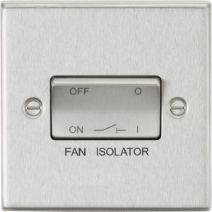 KNIGHTSBRIDGE 10AX 3 POLE FAN ISOLATOR SWITCH - SQUARE EDGE BRUSHED CHROME