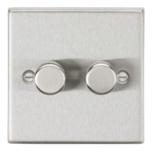 KNIGHTSBRIDGE 2G 2 WAY 10-200W (5-150W LED) TRAILING EDGE DIMMER - SQUARE EDGE BRUSHED CHROME