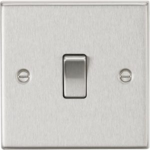 KNIGHTSBRIDGE 10AX 1G 2-WAY PLATE SWITCH - SQUARE EDGE BRUSHED CHROME
