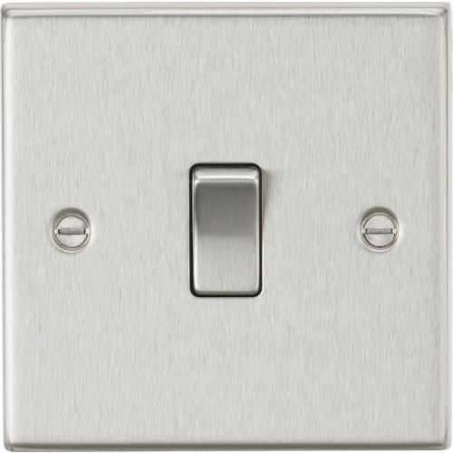 KNIGHTSBRIDGE 10AX 1G 2-WAY PLATE SWITCH - SQUARE EDGE BRUSHED CHROME