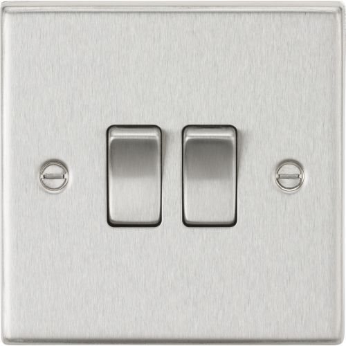 KNIGHTSBRIDGE 10AX 2G 2-WAY PLATE SWITCH - SQUARE EDGE BRUSHED CHROME