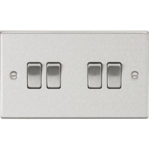 KNIGHTSBRIDGE 10AX 4G 2-WAY PLATE SWITCH - SQUARE EDGE BRUSHED CHROME
