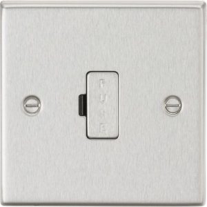 KNIGHTSBRIDGE 13A FUSED SPUR UNIT - SQUARE EDGE BRUSHED CHROME
