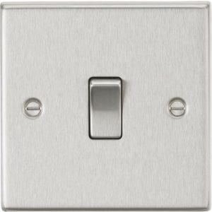KNIGHTSBRIDGE 20A 1G DP SWITCH - SQUARE EDGE BRUSHED CHROME